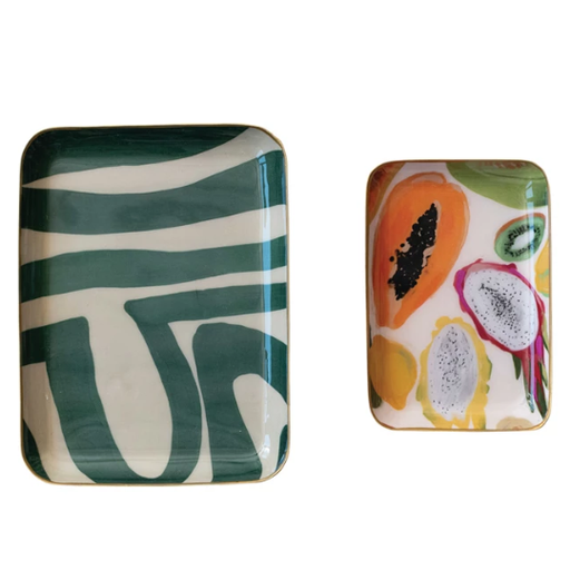 [177832-BB] Fruit Abstract Enameled Tray Set