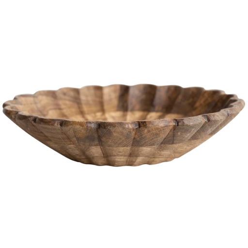 [177834-BB] Mango Wood Scalloped Bowl 8in 