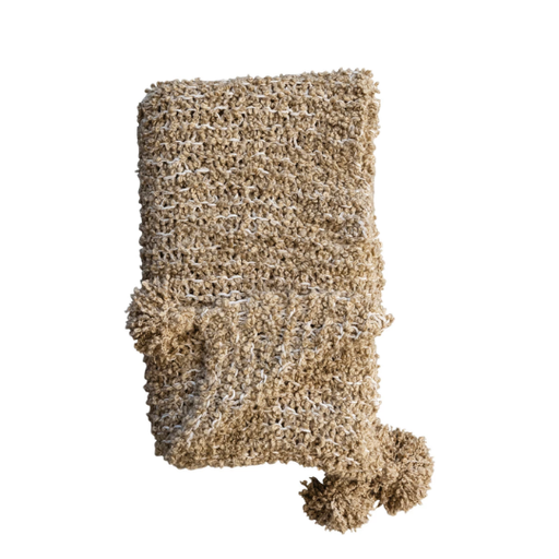 [177846-BB] Woven Fabric Chunky Knit Throw with Tassels