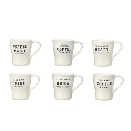 [177847-BB] Stoneware Mug With Wax Relief Coffee Saying 12oz