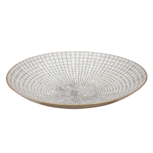 [178160-BB] Ivory Champagne Metal Centerpiece 18in