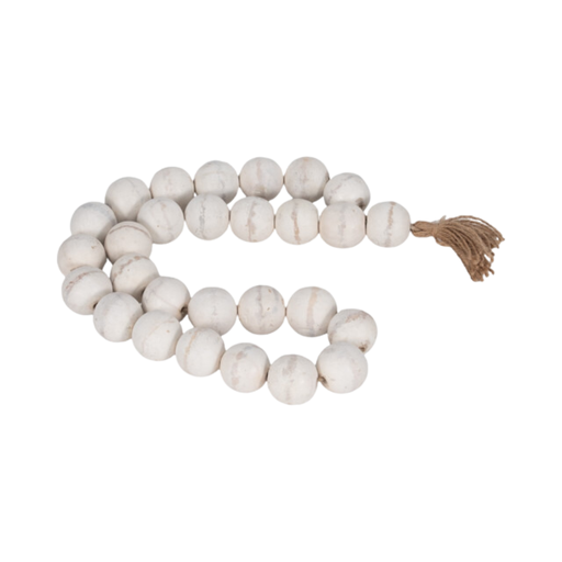 [178172-BB] Wood Bead Garland White 32in
