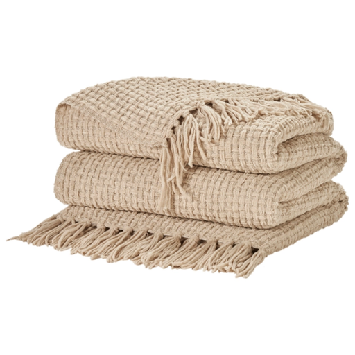[178226-BB] Waffle Weave Throw Beige 50x60in