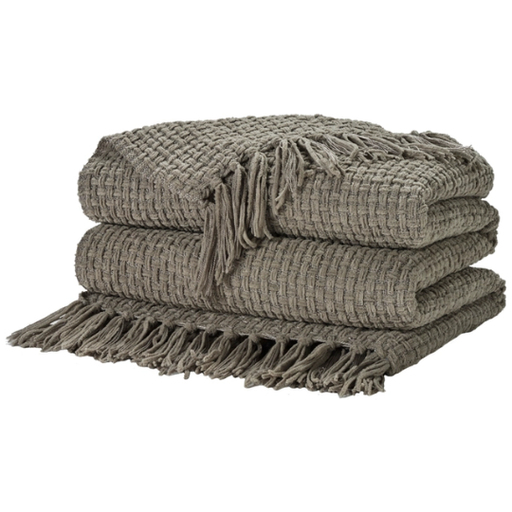 [178229-BB] Waffle Weave Throw Grey 50x60in