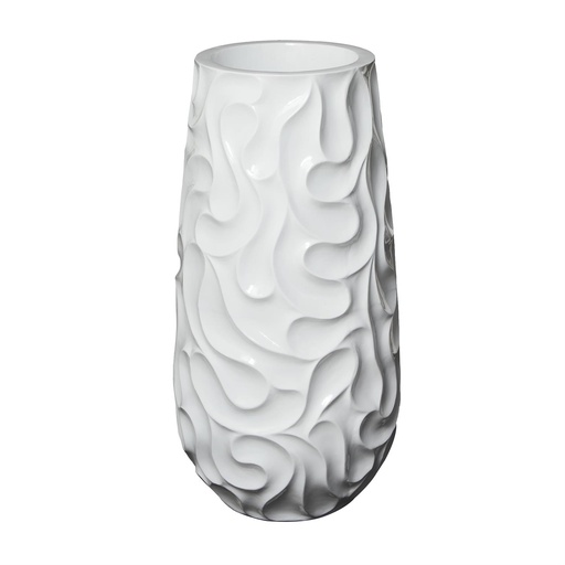 [178285-BB] Wave Resin Floor Vase White 37in