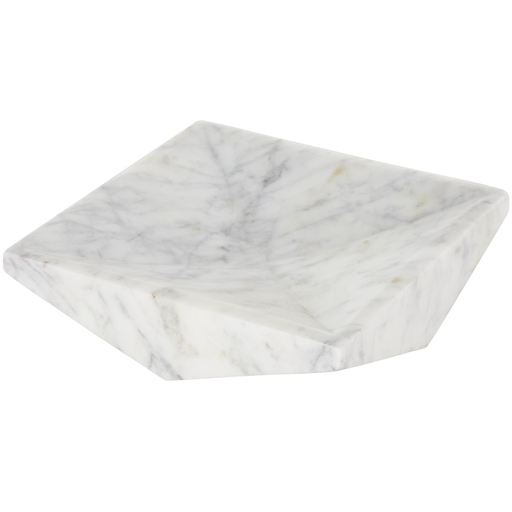 [178291-BB] White Marble Geometric Tray 8in