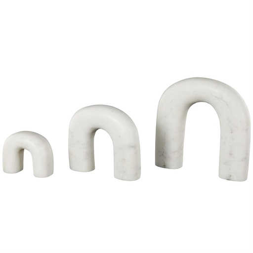 [178293-BB] White Marble Arch Sculpture Set of 3