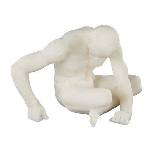 [178294-BB] Sitting Man Sculpture White 12in
