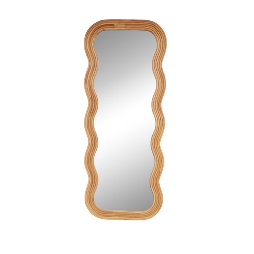[178297-BB] Wavy Floor Mirror Natural Wood 29x73in