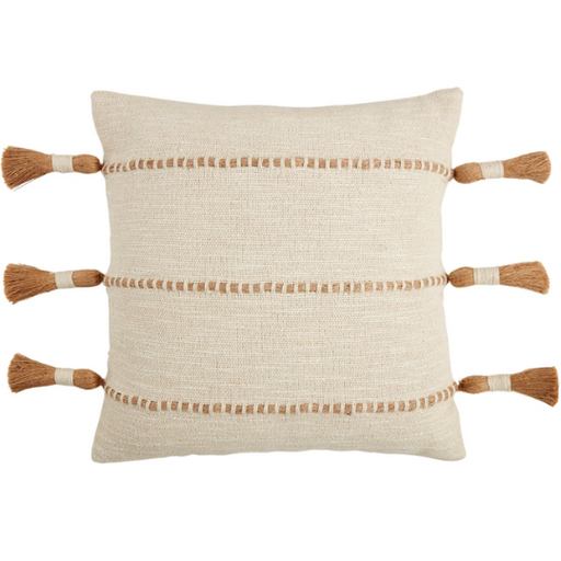 [178354-BB] Jute Woven Tassel Pillow Square 18x18in