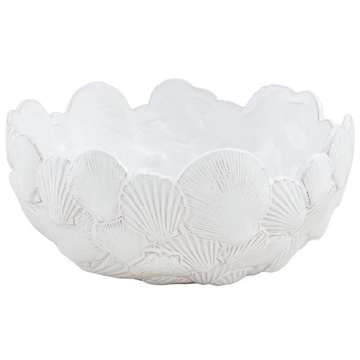 [178368-BB] Milk Glazed Fan Shell Bowl  4.75x10in