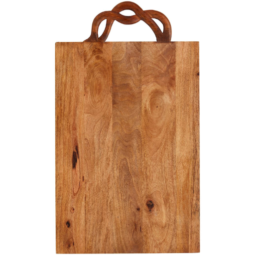[178369-BB] Mango Wood Serving Board with Twisted Handle, Square 25x14in
