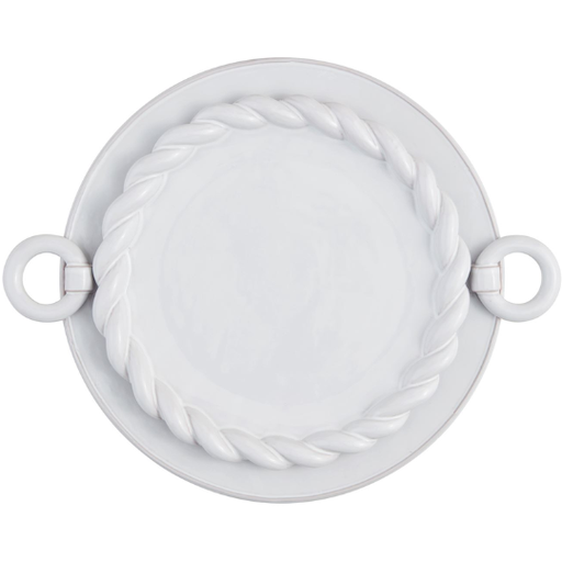 [178375-BB] Glazed Terracotta Twisted Handle Round Platter Set  2pc 11in