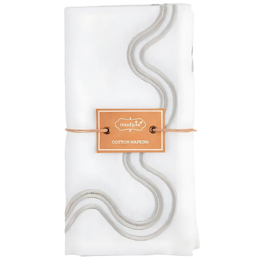 [178378-BB] Chambray Swirl Napkin White & Grey  18x18in
