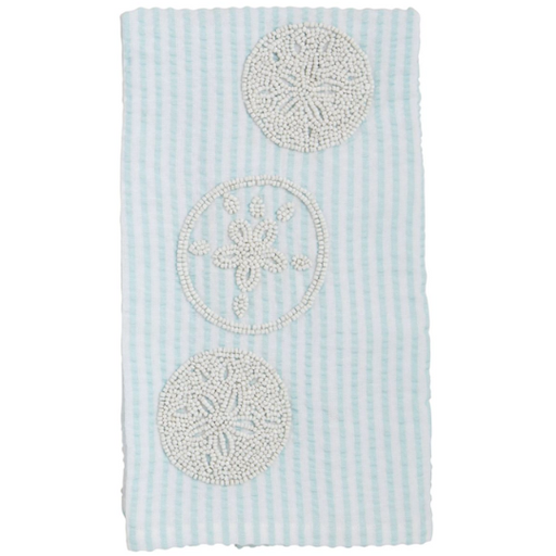[178388-BB] Sand Dollar Beaded Kitchen Towel 7x13in
