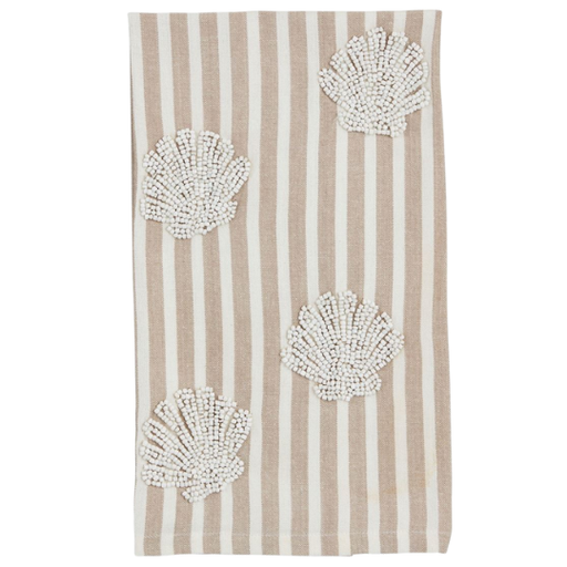 [178390-BB] Fan Shell Beaded Kitchen Towel 7x13in