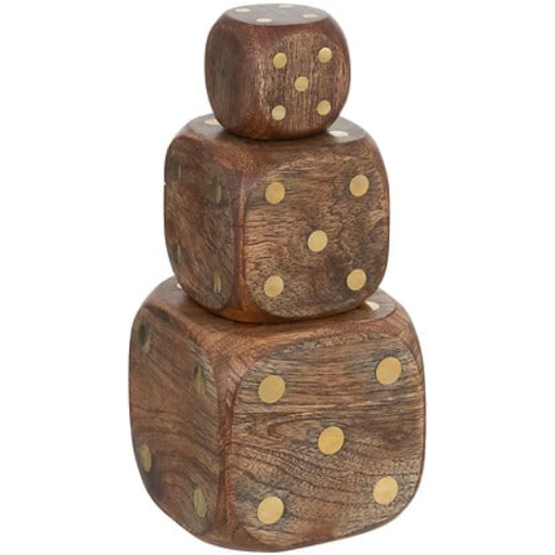 [178496-BB] Roger Decorative Dice Mango Wood 3pc