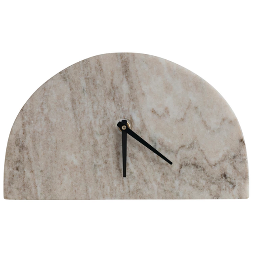 [178520-BB] Marble Half Circle Clock 10x6in