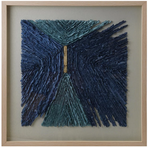 [178536-BB] Paper Art Shadow Box Wall Décor Blue & Gold 31.5in
