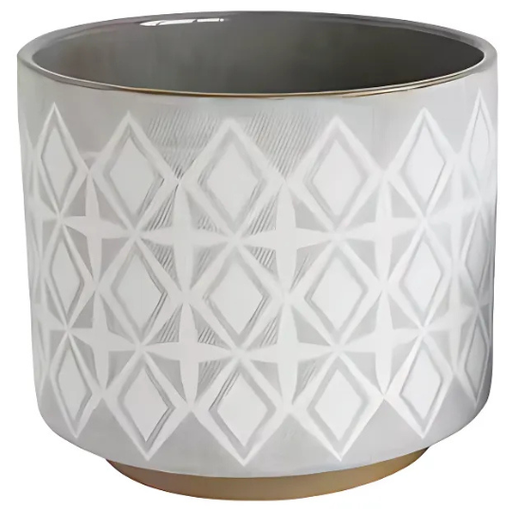[178544-BB] Patterned Stoneware Planters Grey White 7.5in