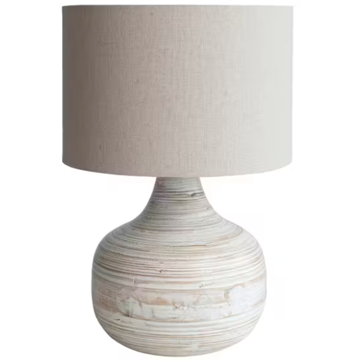 [178547-BB] Whitewashed Bamboo Table Lamp 21in