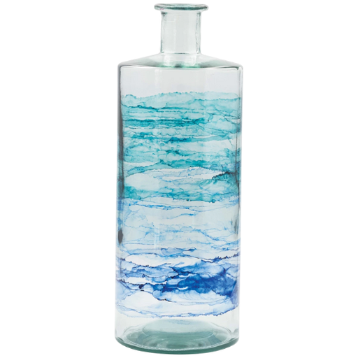 [178553-BB] Blue Ombre Recycled Glass Vase 6x16in