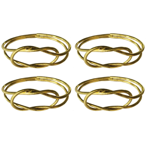 [178559-BB] Twisted Knot Napkin Rings Gold 4pc