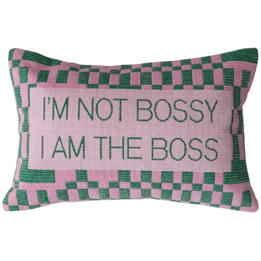 [178579-BB] Embroidered Lumbar Pillow "Bossy " 9x14in