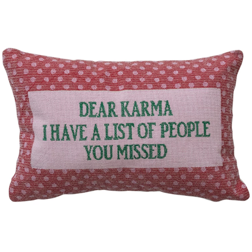 [178583-BB] Embroidered Lumbar Pillow "Dear Karma" 9x14in