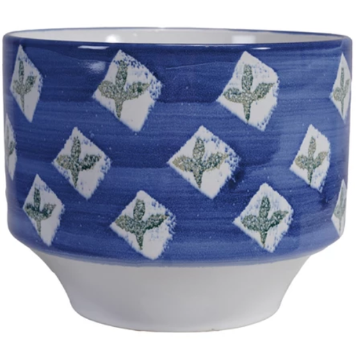 [178586-BB] Patterned Stoneware Planter Blue & White 8.25in