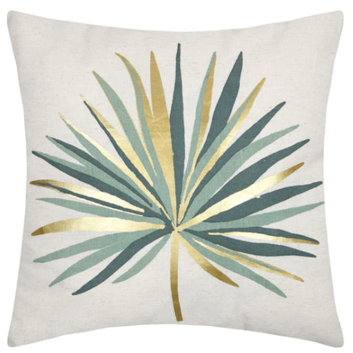 [178687-BB] Casablanca Pillow Green & Gold Palm 16x16in