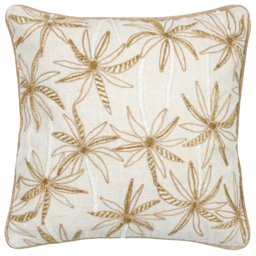 [178688-BB] Casablanca Pillow Gold Palms 16x16in
