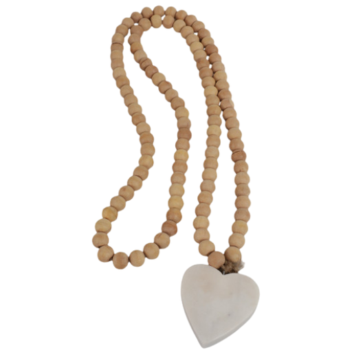 [178720-BB] Wood Garland With Marble Hearts 36in