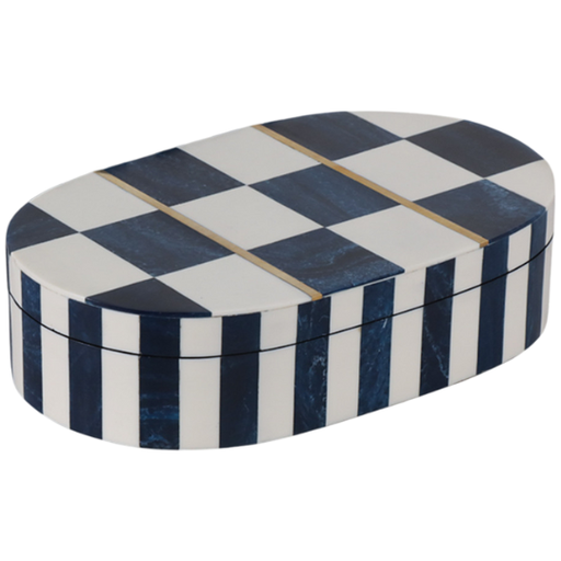 [178728-BB] Oval Checkered Box Blue 12in
