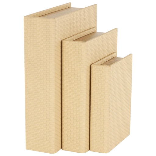 [178781-BB] Faux Leather Book Boxes Cream 3pc