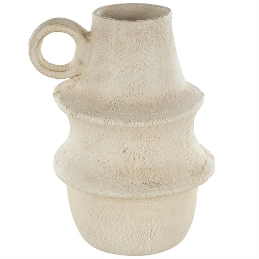 [178783-BB] Paper Mache Fluted Vase Cream 12x14in