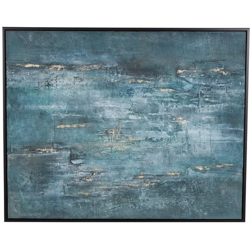 [178784-BB] Dark Blue Abstract Textured Canvas Art 47x59in