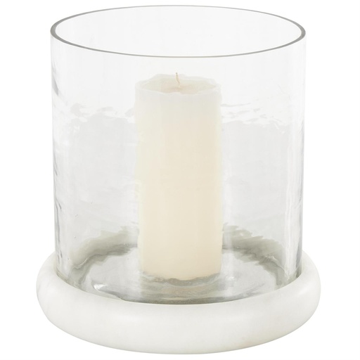 [178790-BB] Hammered Glass Candle Holder With Marble Base 9in