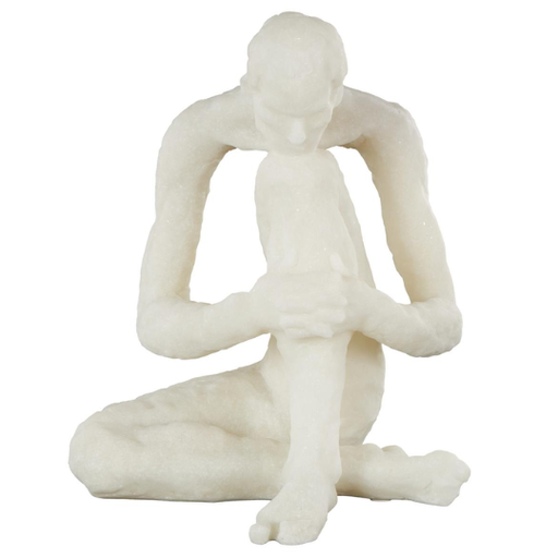 [178792-BB] Thinker White Stone Sculpture 14in