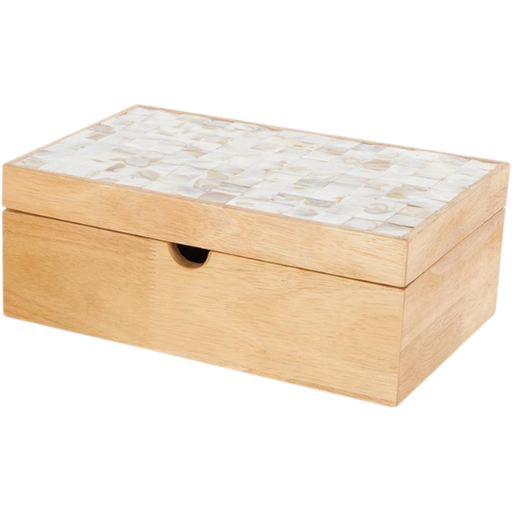[178794-BB] Wood & Seashell Box 10in