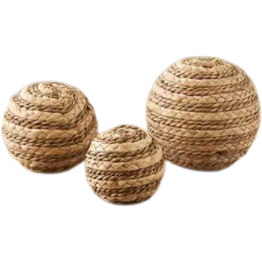 [178800-BB] Braided Seagrass Decorative Orbs 3pc