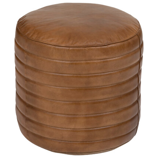 [178856-BB] Gaj Leather Pouf Caramel