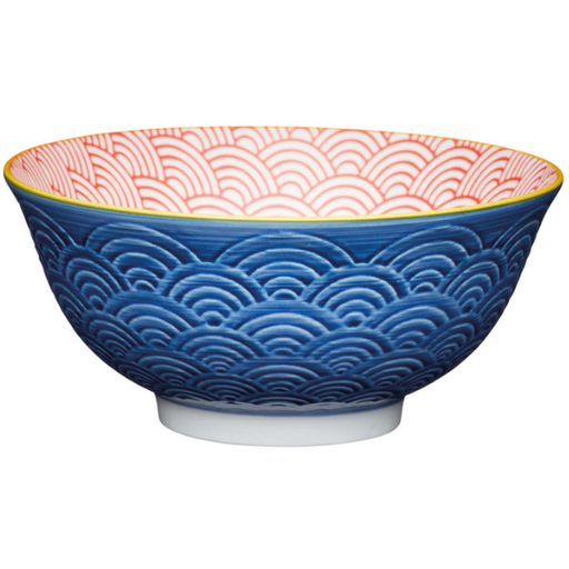 [178960-BB] Glazed Stoneware Bowl Blue Arc 6in
