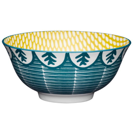 [178962-BB] Glazed Stoneware Bowl Leafy Green 6in