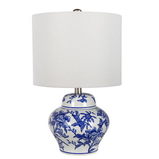 [179125-BB] Floral Ceramic Vase Lamp Blue & White 12x19.5in