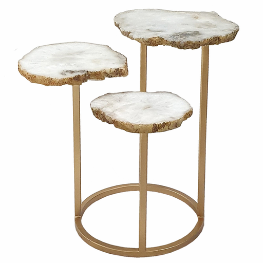 [179130-BB] Agate Multi Top Side Table Gold 12x18in