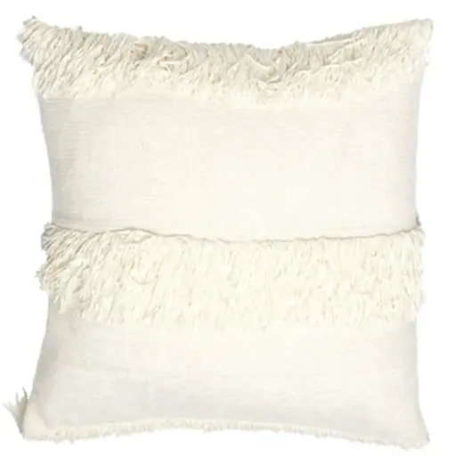 [179483-BB] Luani Fringe Pillow Cream 18in