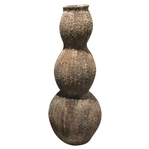 [179792-BB] Folegandros Outdoor Wavy Floor Vase Brown Fiberglass 47in