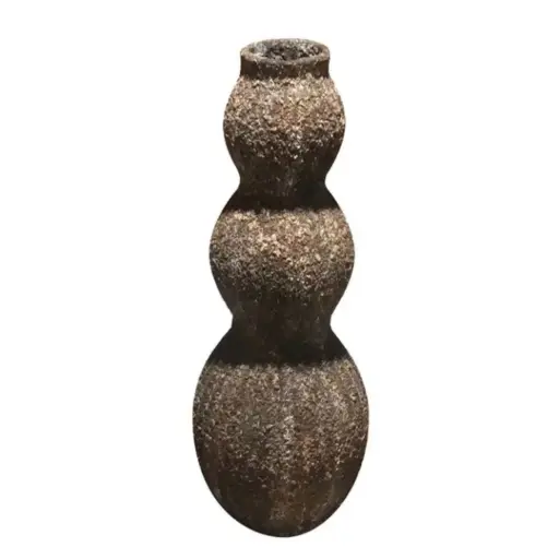 [179793-BB] Folegandros Outdoor Safe Wavy Floor Vase Brown Fiberglass 37in