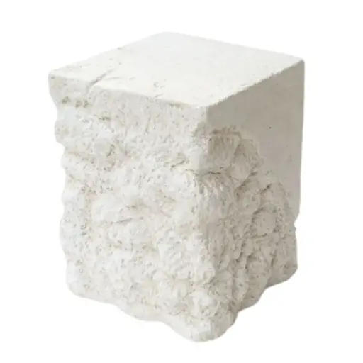 [179816-BB] Kiona Stone Look Garden Stool Ivory 15x22.5in